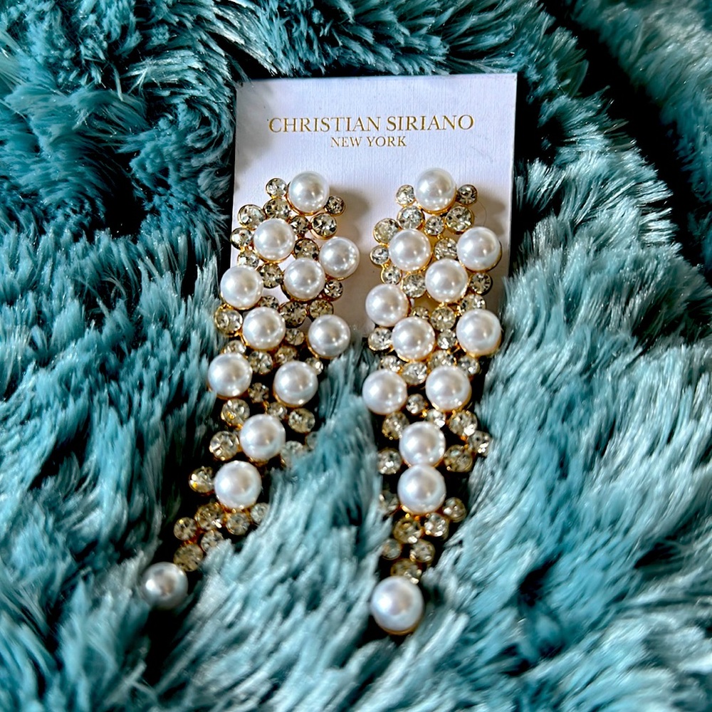 Christian Soriano faux Pearl and CZ earrings